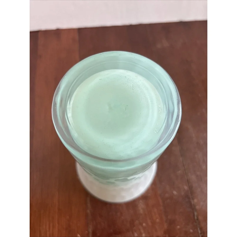 Vintage Libbey Ombré Teal/White Frosted Vase 8